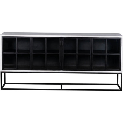 Caged Sideboard by LH Imports in white, black and white, black. Made from mango wood, metal frame, tempered glass in a unique style.