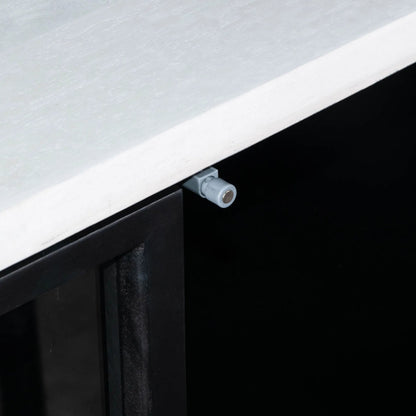 Caged Sideboard by LH Imports in white, black and white, black. Made from mango wood, metal frame, tempered glass in a unique style.