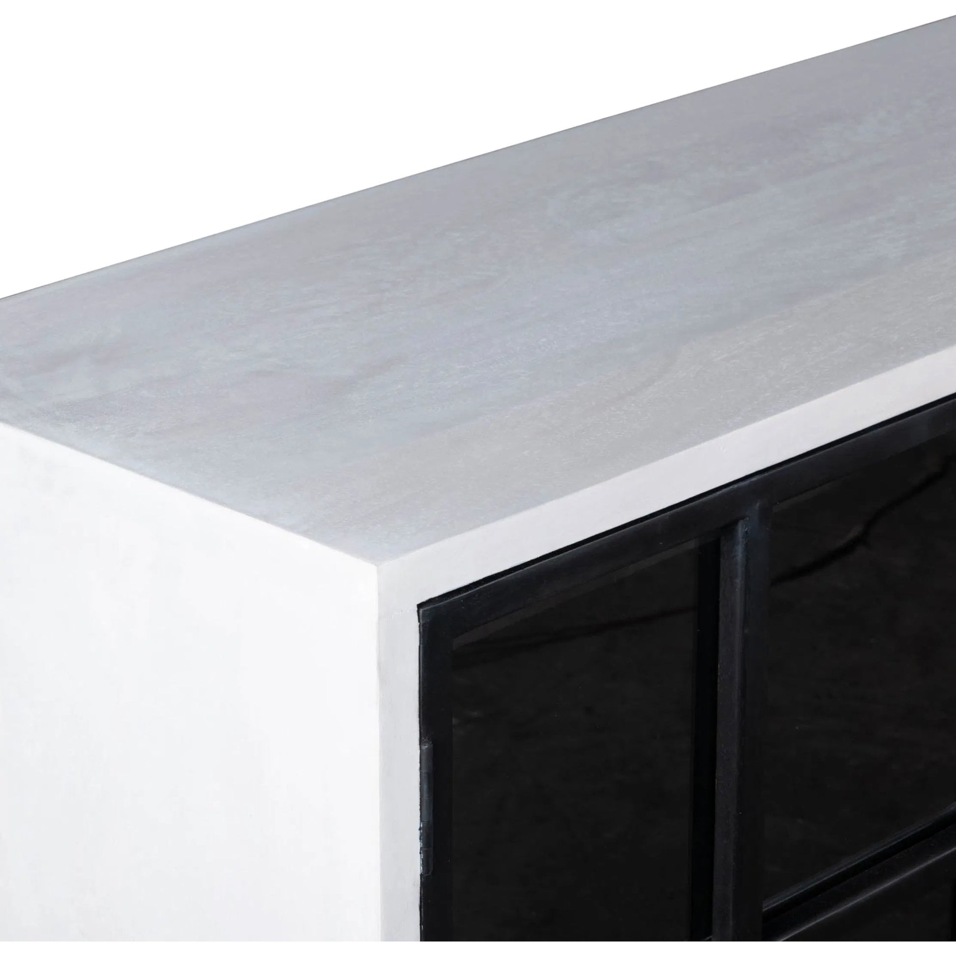 Caged Sideboard by LH Imports in white, black and white, black. Made from mango wood, metal frame, tempered glass in a unique style.