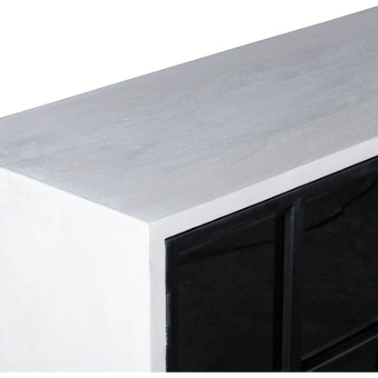Caged Sideboard by LH Imports in white, black and white, black. Made from mango wood, metal frame, tempered glass in a unique style.