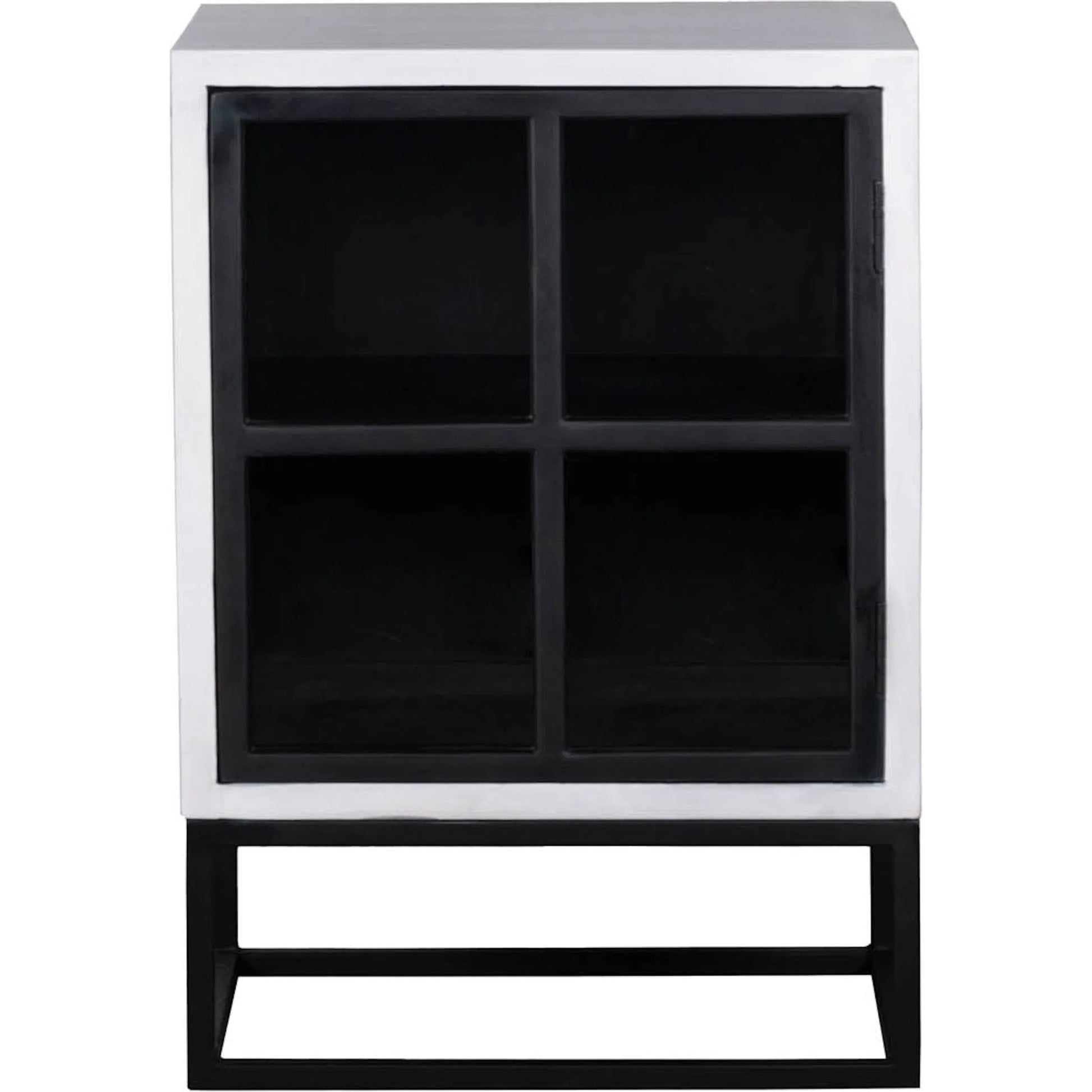 Caged Side Table by LH Imports in white, black and white, black. Made from mango wood, metal frame, tempered glass in a unique style.