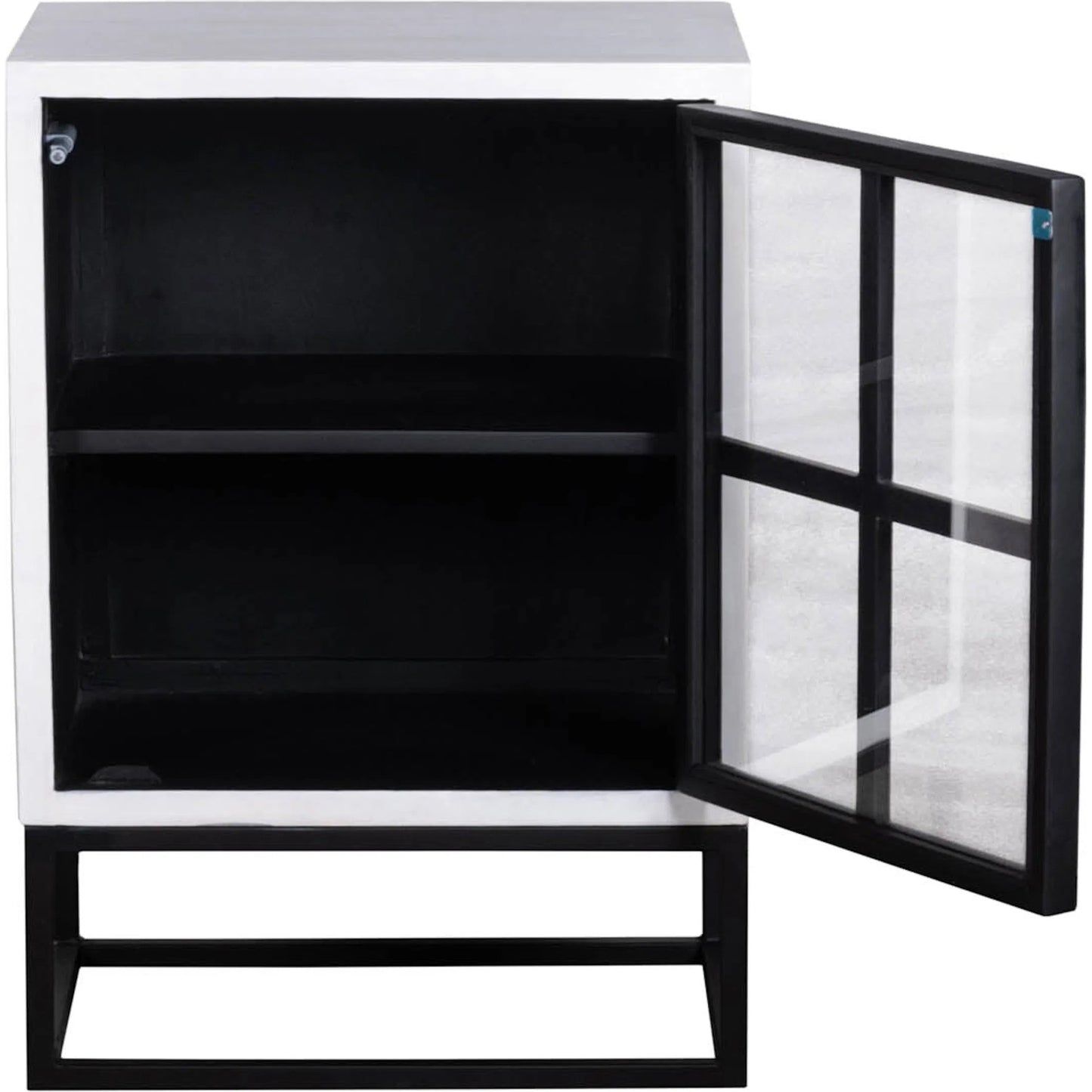 003 SI-2324964 | Additional Silo | Caged Side Table by LH Imports in white, black and white, black. Made from mango wood, metal frame, tempered glass in a unique style.