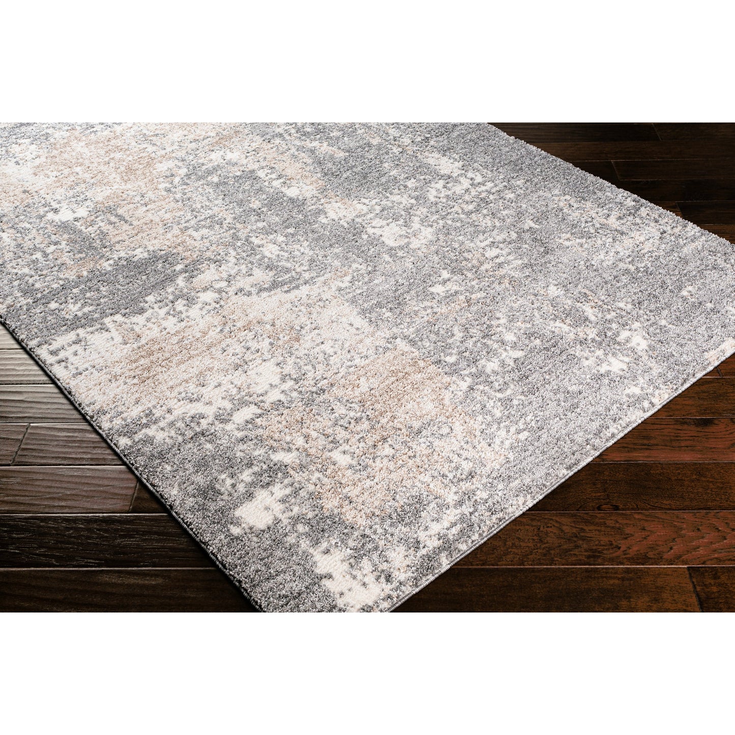 002 SI-2167380 | Closeup | Andorra ARD-2302 Rug by Livabliss in charcoal, gray, beige, off-white, medium brown. Made from polypropylene, polyester in a unique style.