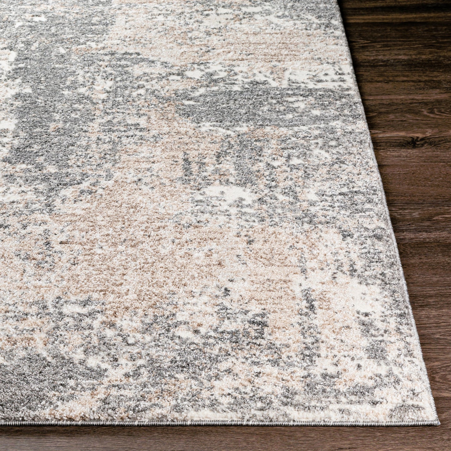 004 SI-2167380 | Closeup | Andorra ARD-2302 Rug by Livabliss in charcoal, gray, beige, off-white, medium brown. Made from polypropylene, polyester in a unique style.