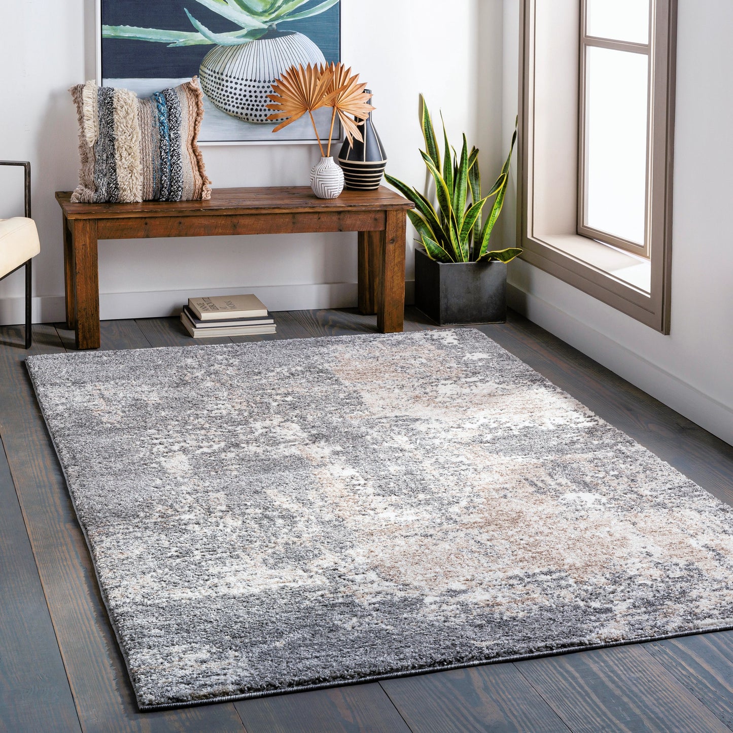 007 SI-2167380 | Lifestyle | Andorra ARD-2302 Rug by Livabliss in charcoal, gray, beige, off-white, medium brown. Made from polypropylene, polyester in a unique style.