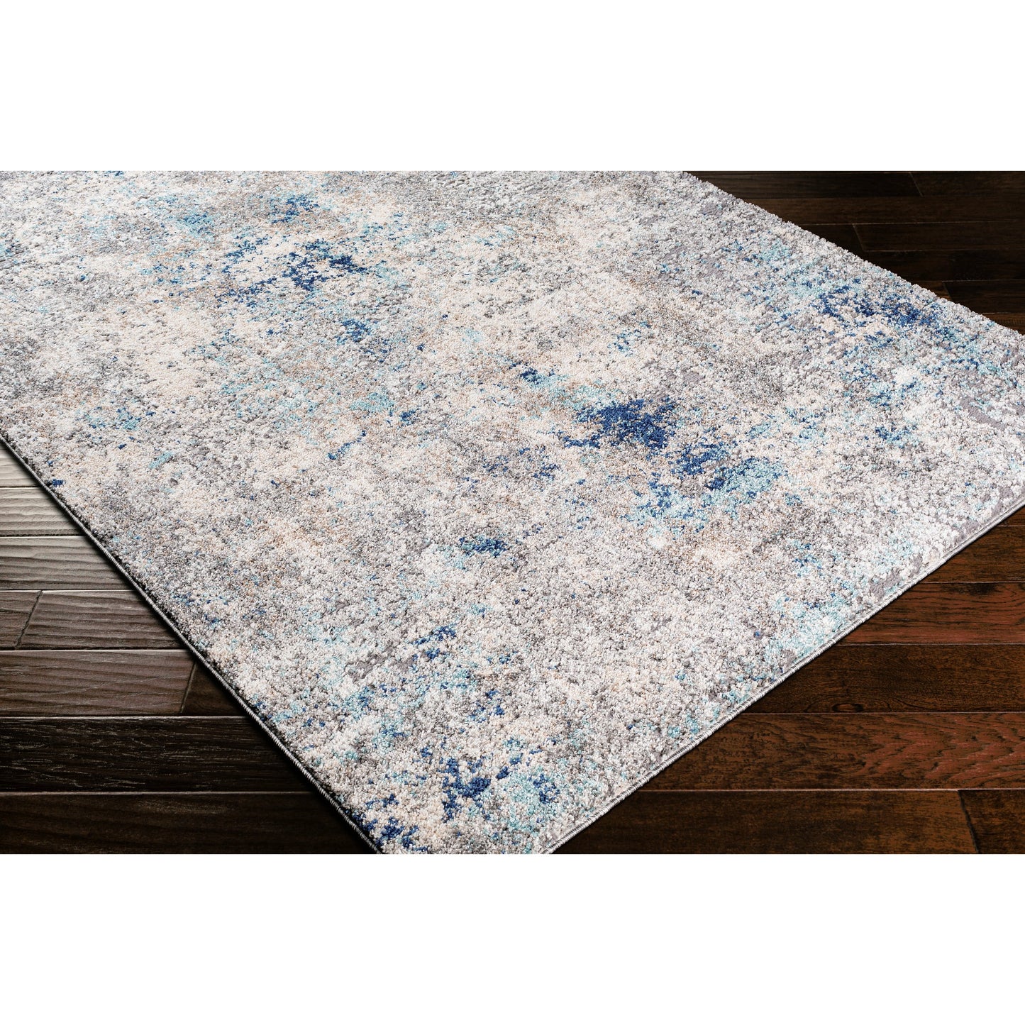 002 SI-2167351 | Closeup | Andorra ARD-2311 Rug by Livabliss in aqua, dark blue, medium brown, charcoal, gray. Made from polypropylene, polyester in a unique style.