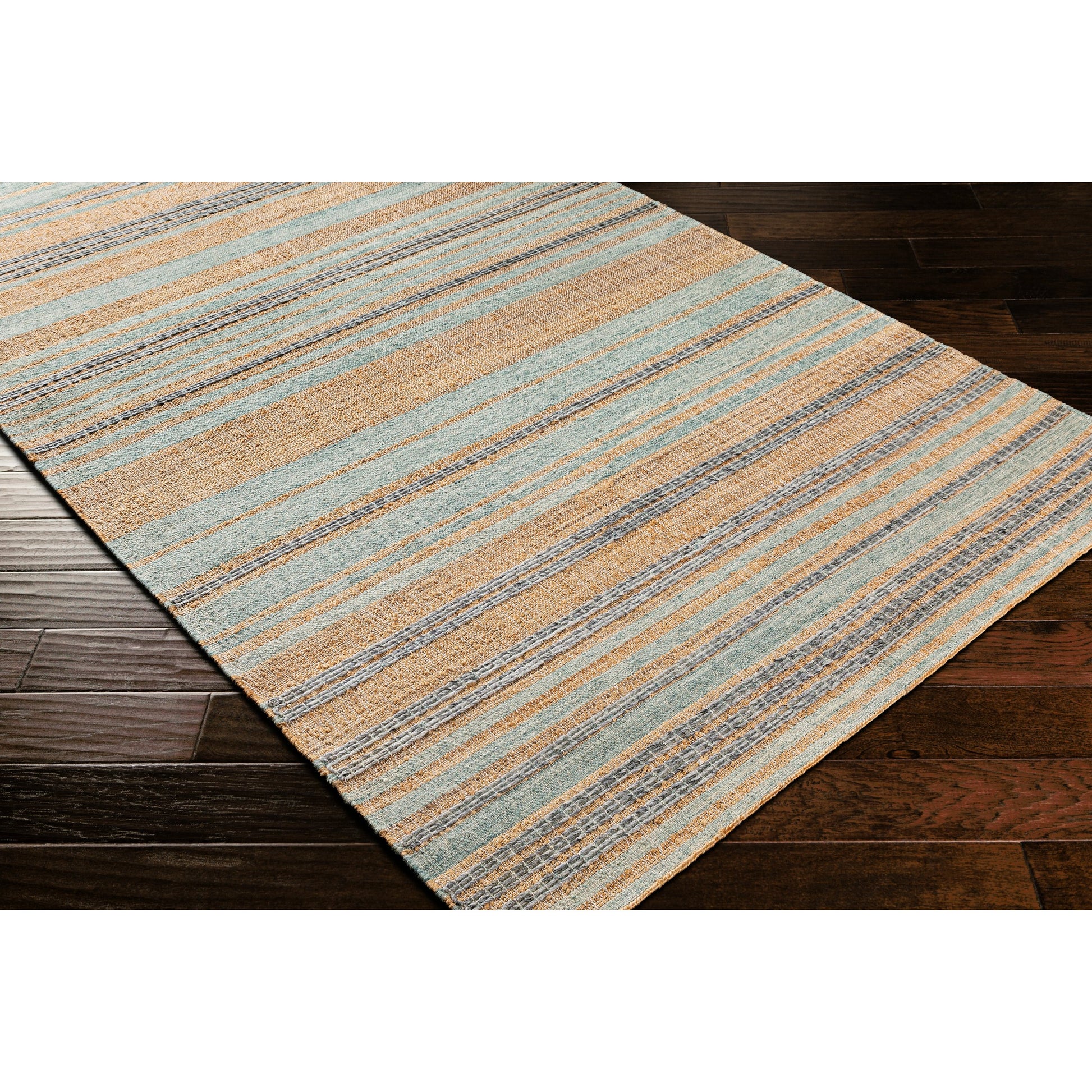 Arielle Rug - 26079 by Surya in tan, ink blue, slate, seafoam, sage. Made from 55% wool, 45% jute in a unique style.