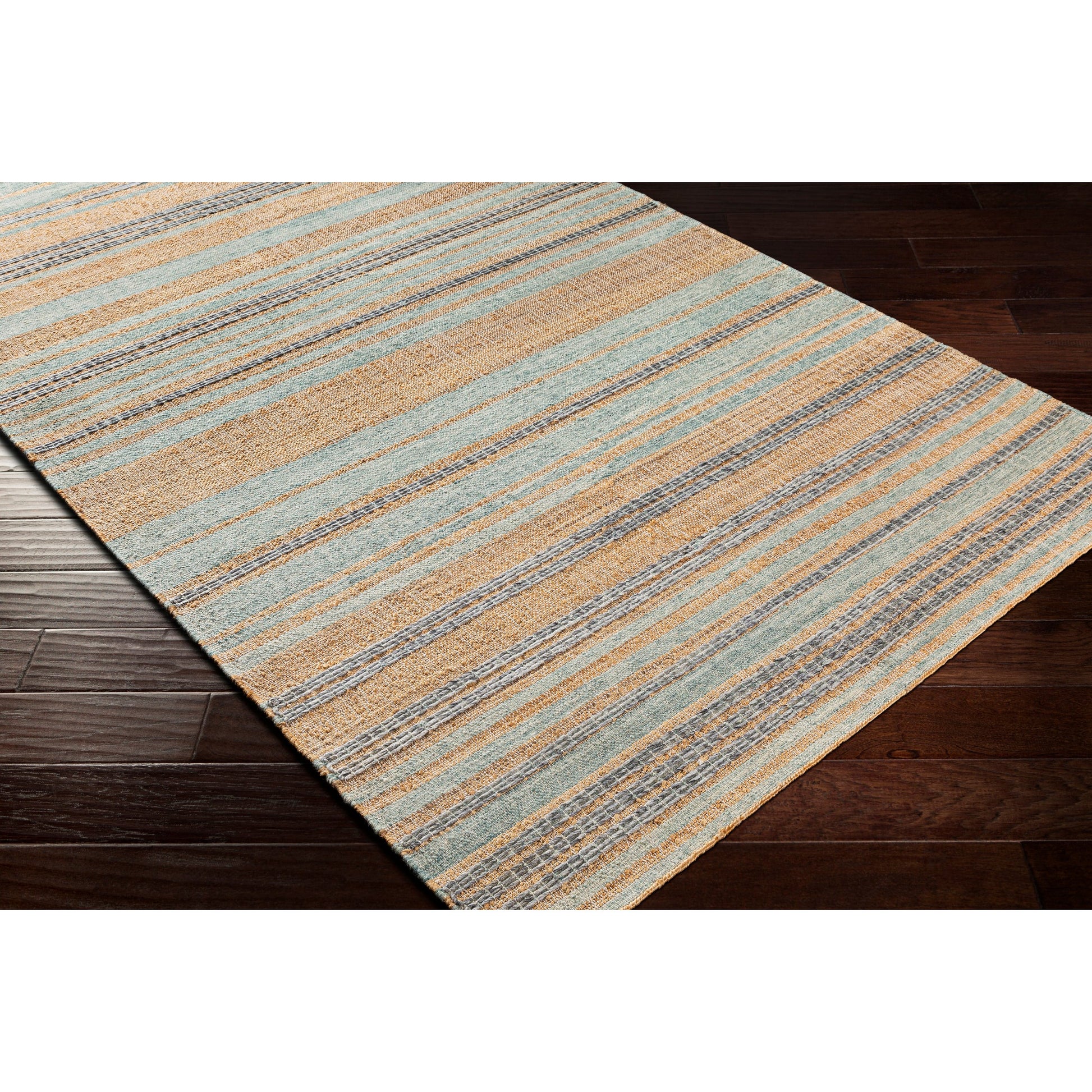 Arielle Rug - 26079 by Surya in tan, ink blue, slate, seafoam, sage. Made from 55% wool, 45% jute in a unique style.