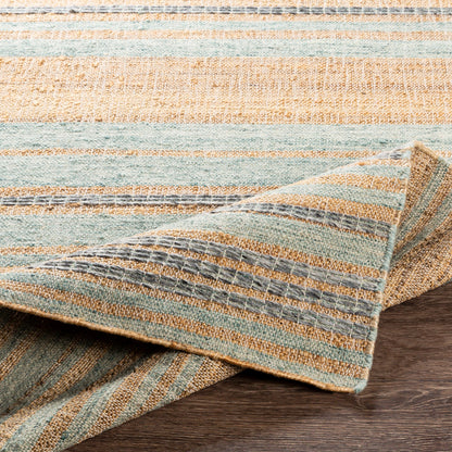Arielle Rug - 26079 by Surya in tan, ink blue, slate, seafoam, sage. Made from 55% wool, 45% jute in a unique style.