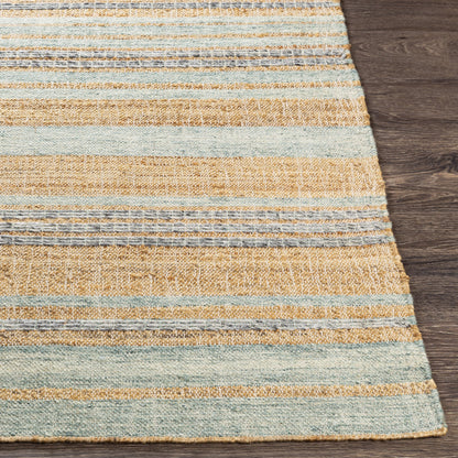 Arielle Rug - 26079 by Surya in tan, ink blue, slate, seafoam, sage. Made from 55% wool, 45% jute in a unique style.