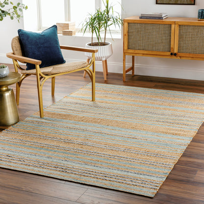 Arielle Rug - 26079 by Surya in tan, ink blue, slate, seafoam, sage. Made from 55% wool, 45% jute in a unique style.