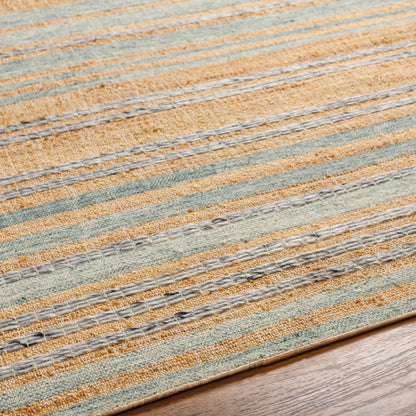 Arielle Rug - 26079 by Surya in tan, ink blue, slate, seafoam, sage. Made from 55% wool, 45% jute in a unique style.