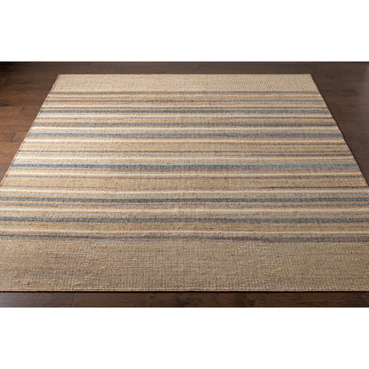 Arielle Rug - 26080 by Surya in beige, light beige, ink blue, slate, medium gray, dark purple. Made from 55% wool, 45% jute in a unique style.