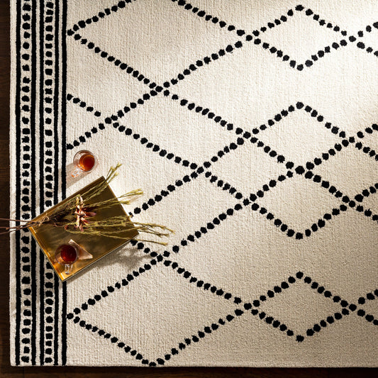 Arsenal Rug - 29508 by Livabliss in cream, black. Made from 100% wool in a unique style.