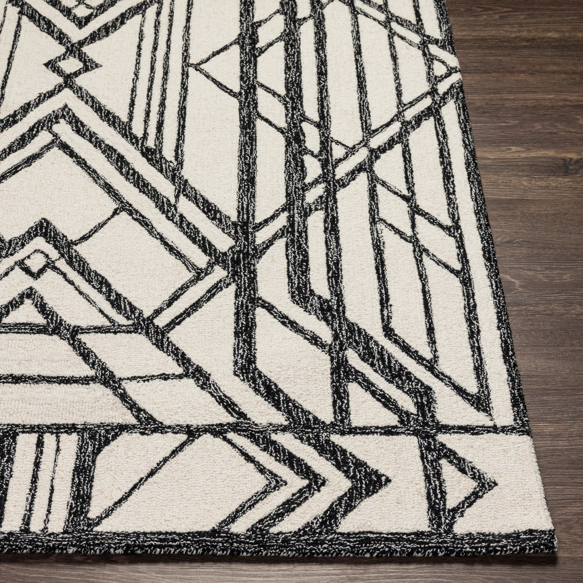 Arsenal Rug - 29509 by Livabliss in black, cream. Made from 100% wool in a unique style.