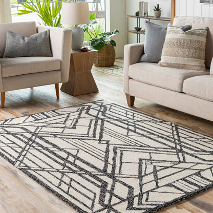 Arsenal Rug - 29509 by Livabliss in black, cream. Made from 100% wool in a unique style.