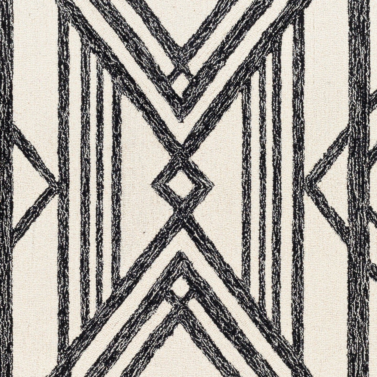 005 SI-1756465,SI-1756468 | Closeup | Arsenal Rug - 29509 by Livabliss in black, cream. Made from 100% wool in a unique style.