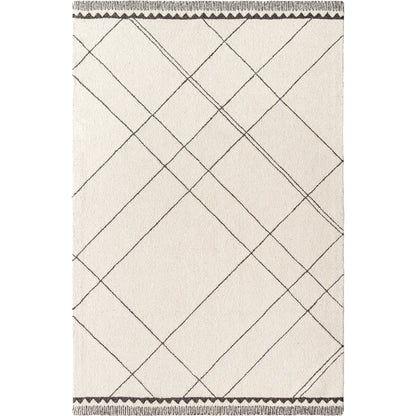 Arsenal Rug by Livabliss in cream, black. Made from main: 100% wool in a modern style.