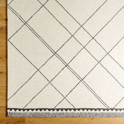 Arsenal Rug by Livabliss in cream, black. Made from main: 100% wool in a modern style.