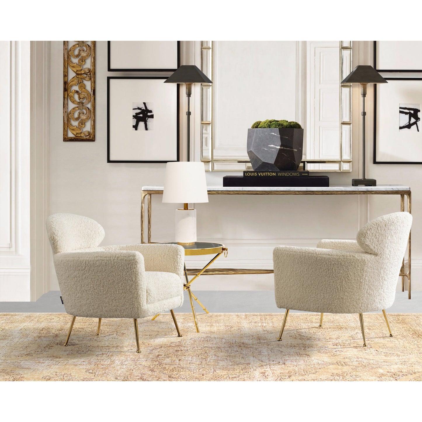 002 SI-1718103 | Lifestyle | Felice Chair by Pasargad Home in cream and cream, cream. Made from unique in a modern style.