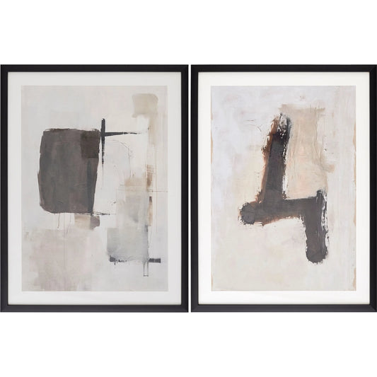 Armonia Framed Art (Set of 2) by Livabliss in main: brown, black, beige; frame: and natural, matte. Made from canvas, polystyrene in a unique style.