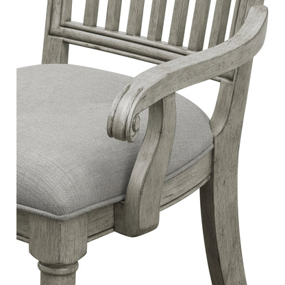 Madison Ridge Arm Chair by Pulaski Furniture in bluff grey. Made from asian hardwood, oak veneers, fabric in a traditional style.