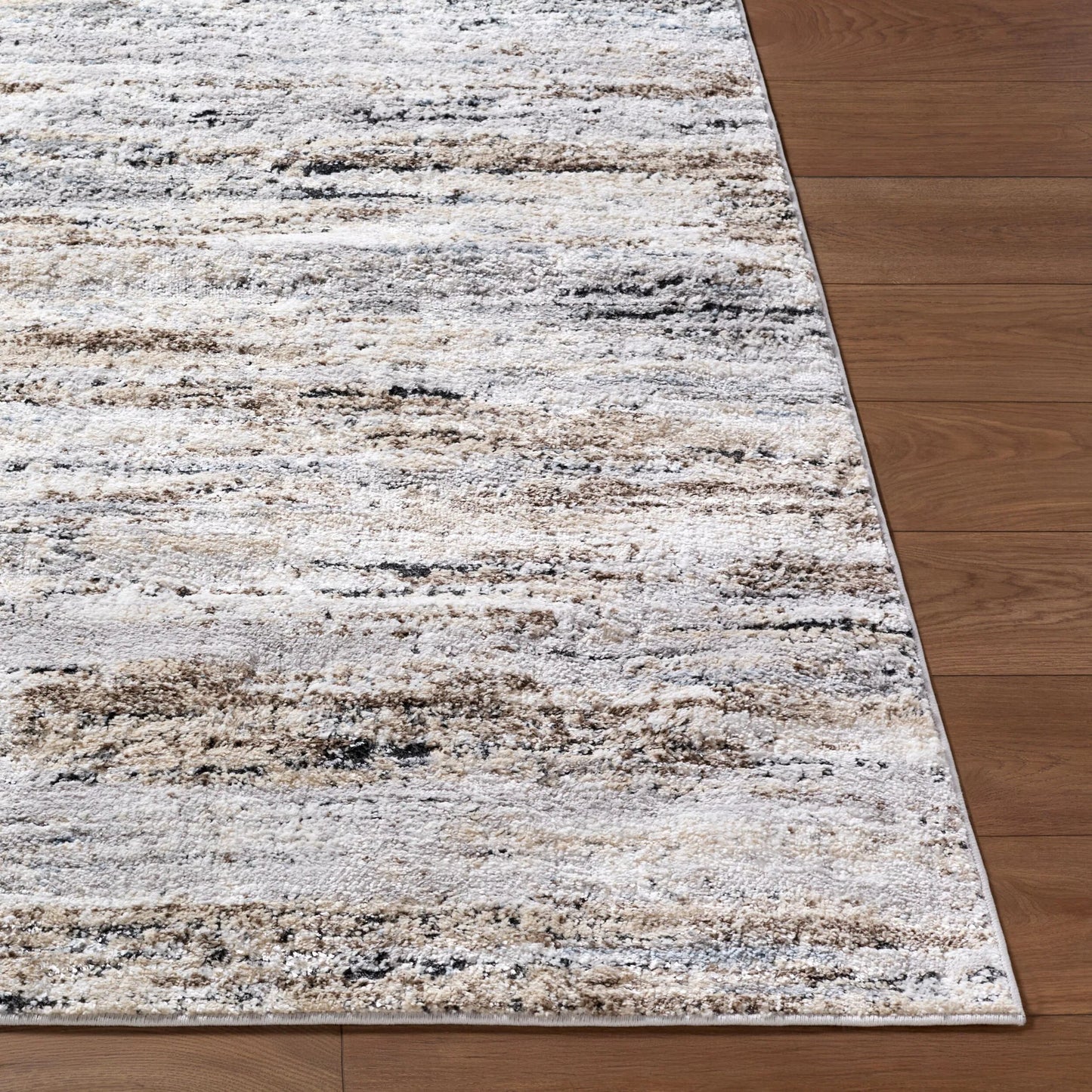 003 SI-2168909,SI-2168910,SI-2168911 | Closeup | Andorra Plus ARP-2319 Rug by Livabliss in ivory, light beige, light gray, black, medium gray, medium brown. Made from polypropylene, polyester in a unique style.