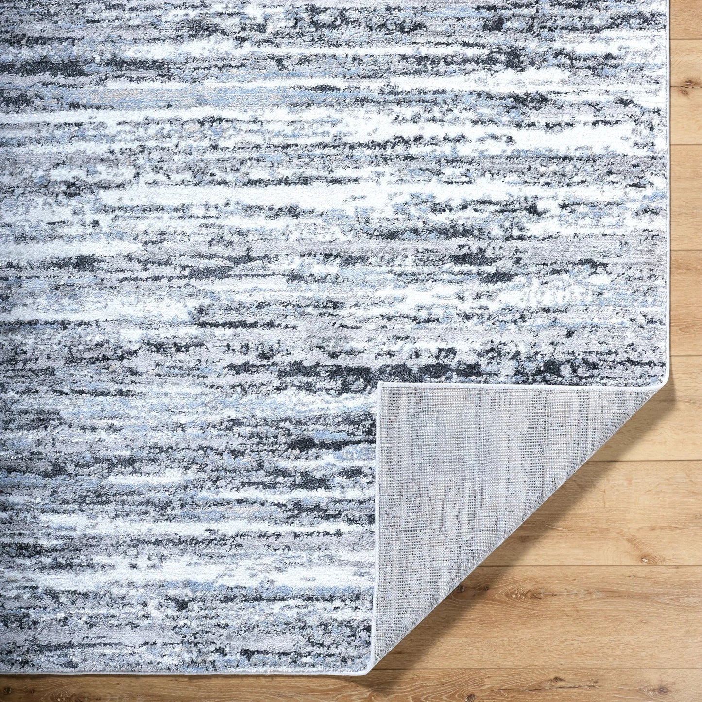 002 SI-2168915,SI-2168916,SI-2168917 | Closeup | Andorra Plus ARP-2321 Rug by Livabliss in light silver, metallic - silver, silver, sage, slate, ink, nickel. Made from polypropylene, polyester in a unique style.