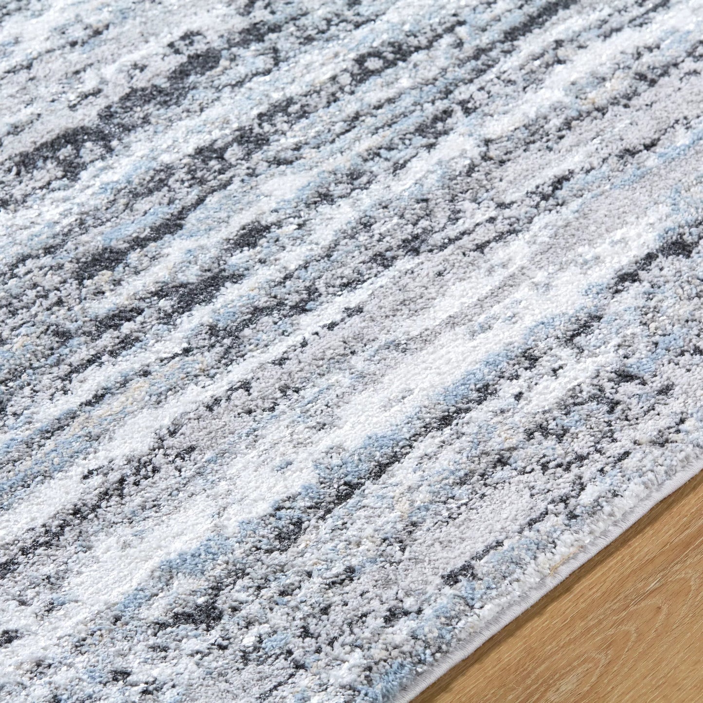 004 SI-2168915,SI-2168916,SI-2168917 | Closeup | Andorra Plus ARP-2321 Rug by Livabliss in light silver, metallic - silver, silver, sage, slate, ink, nickel. Made from polypropylene, polyester in a unique style.