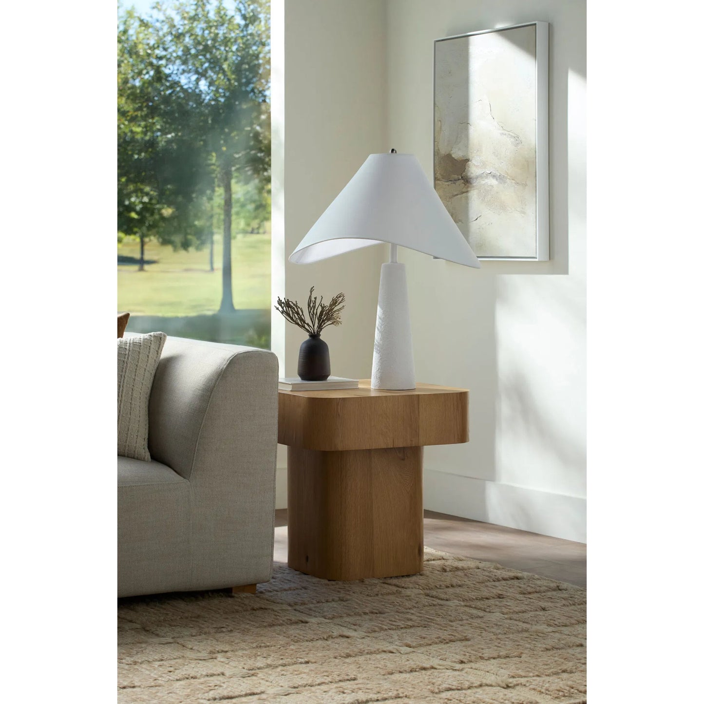 007 SI-2133323 | Lifestyle | Arquette End Table - 530917 by Surya in clear and natural. Made from wood veneer in a modern style.