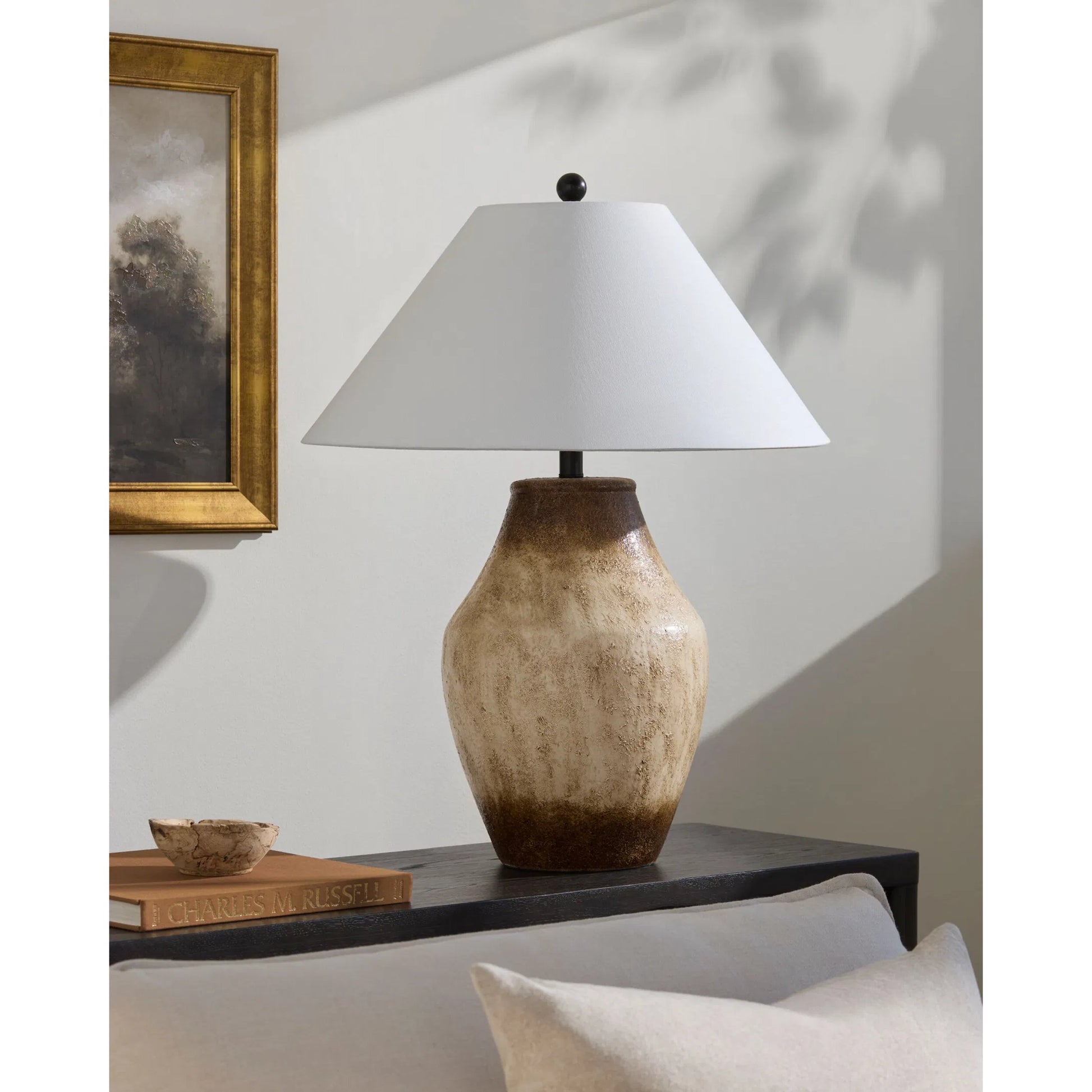 Amaryllis Lamp - 531302 by Surya. Made from ceramic, linen, metal, resin in a modern style.