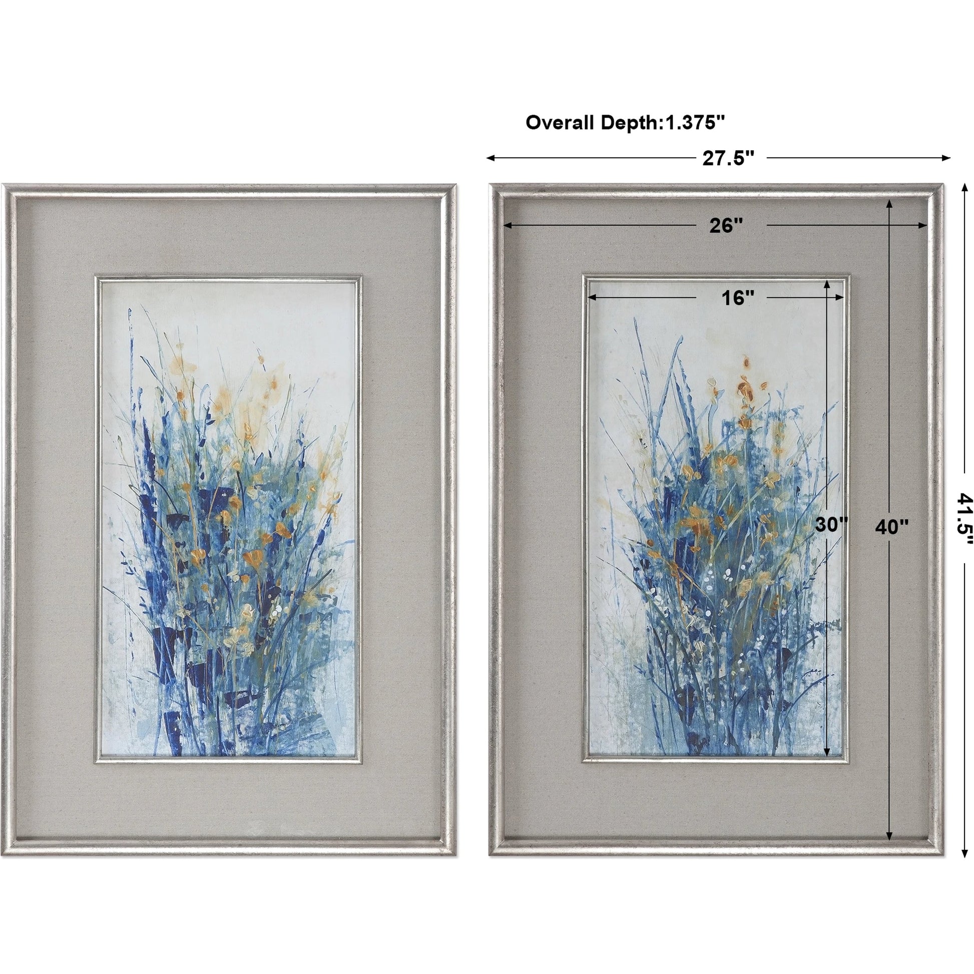 Indigo Florals Framed Art (Set of 2) by Uttermost in multi. Made from fir in a modern style.