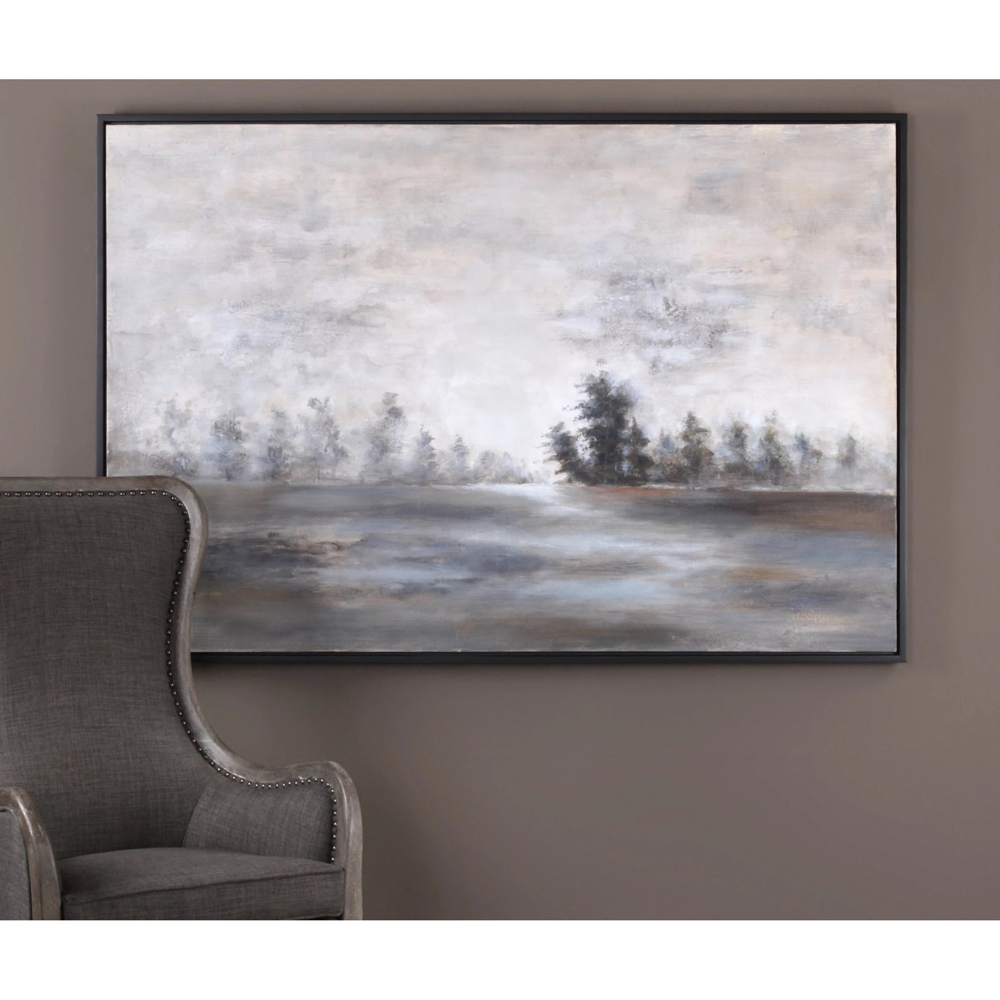 Evening Mist Landscape Art by Uttermost in multi. Made from pine, canvas, acrylic in a cottage & farmhouse style.