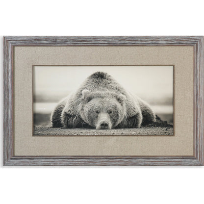 Deep Sleep Bear Print by Uttermost in multi. Made from pine wood, glass in a rustic style.