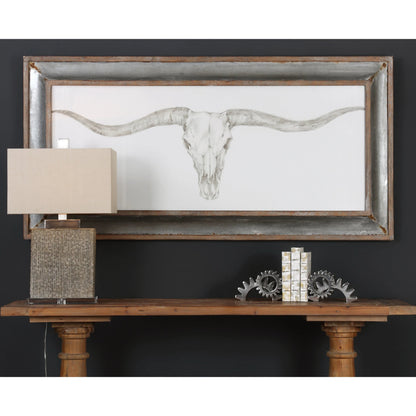 Western Skull Mount Print by Uttermost in multi. Made from mdf, clear glass, fir, galvanize in a modern style.