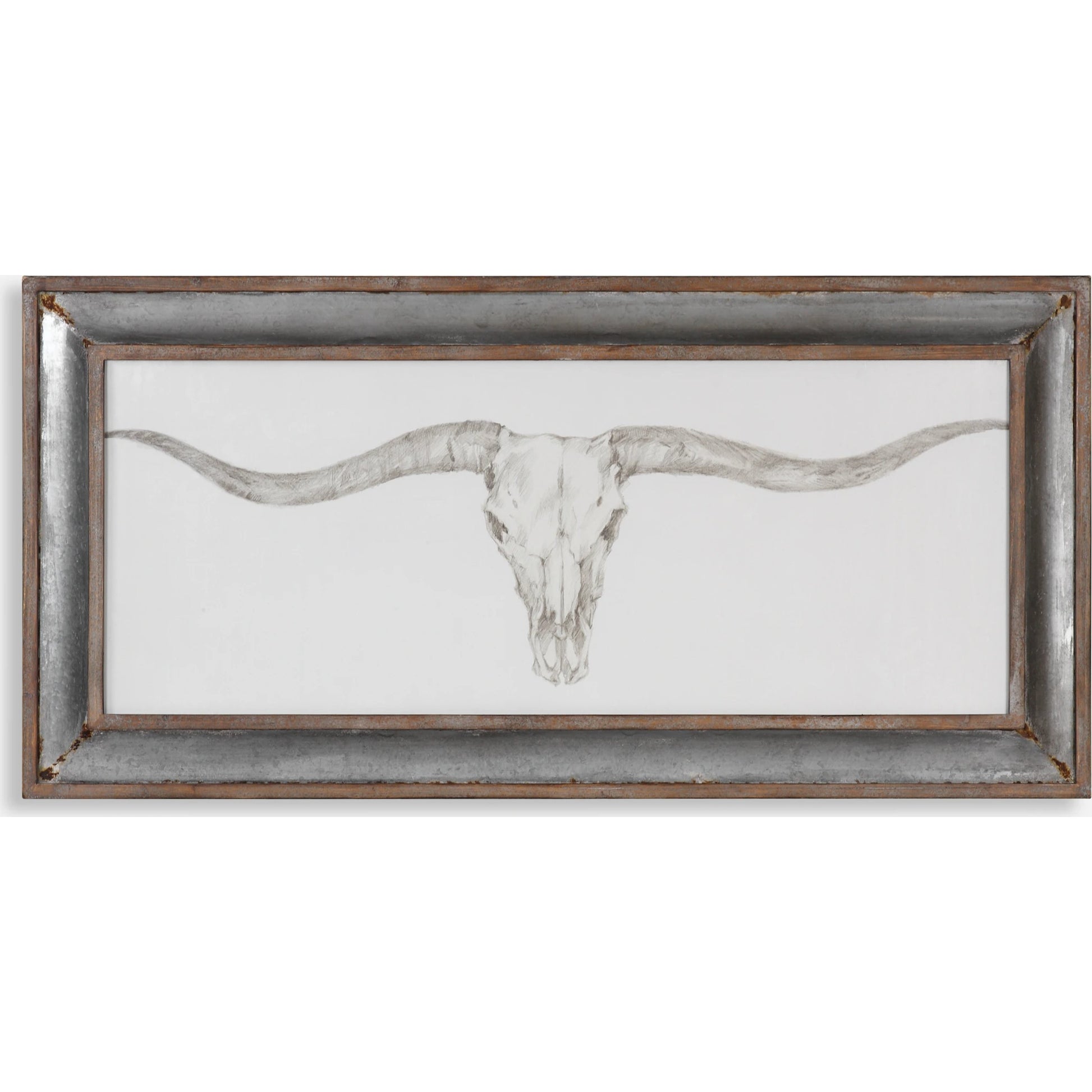 Western Skull Mount Print by Uttermost in multi. Made from mdf, clear glass, fir, galvanize in a modern style.