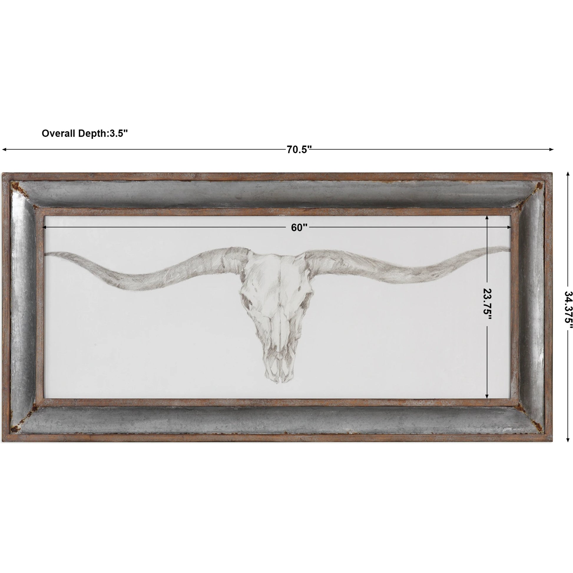 Western Skull Mount Print by Uttermost in multi. Made from mdf, clear glass, fir, galvanize in a modern style.