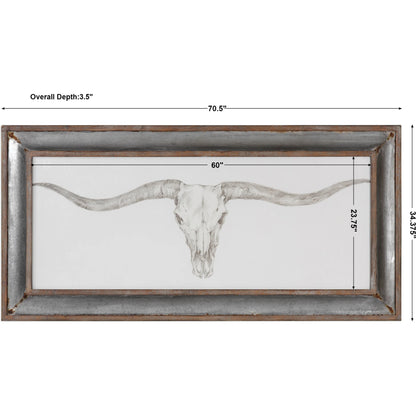 Western Skull Mount Print by Uttermost in multi. Made from mdf, clear glass, fir, galvanize in a modern style.