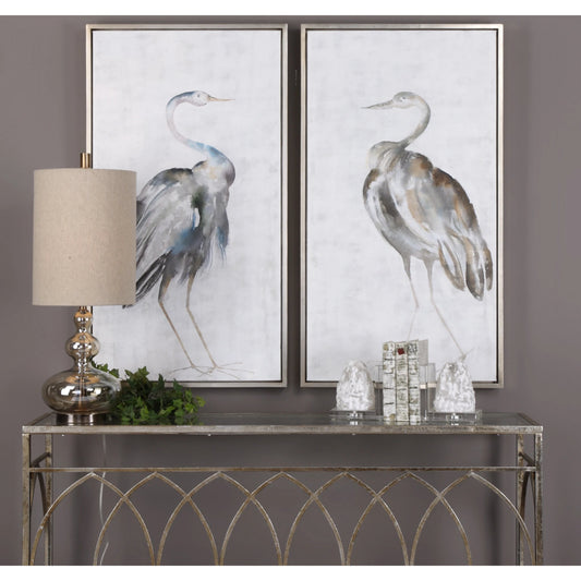 Summer Birds Framed Art (Set of 2) by Uttermost in multi. Made from pine wood, canvas, acrylic in a coastal style.