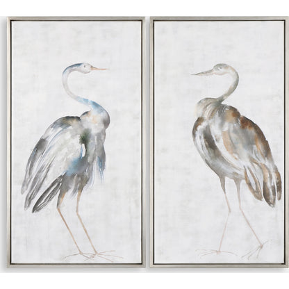 Summer Birds Framed Art by Uttermost in multi. Made from pine wood, canvas, acrylic in a coastal style.