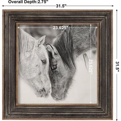 Black and White Horses Print by Uttermost in multi and black. Made from mdf, glass, iron, paper in a rustic style.