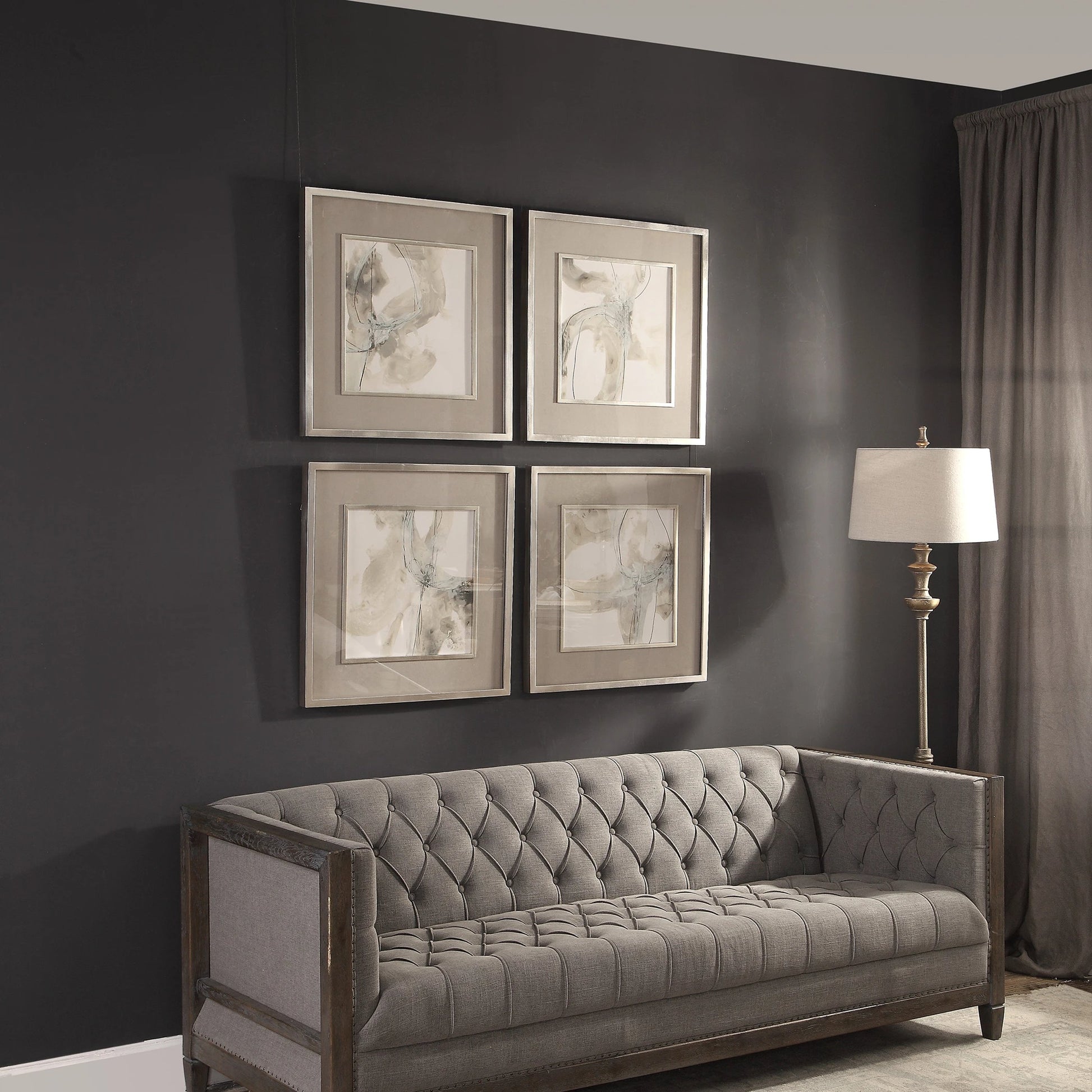 Divination Abstract Art (Set of 4) by Uttermost in multi. Made from pine, glass, mdf, paper in a modern style.