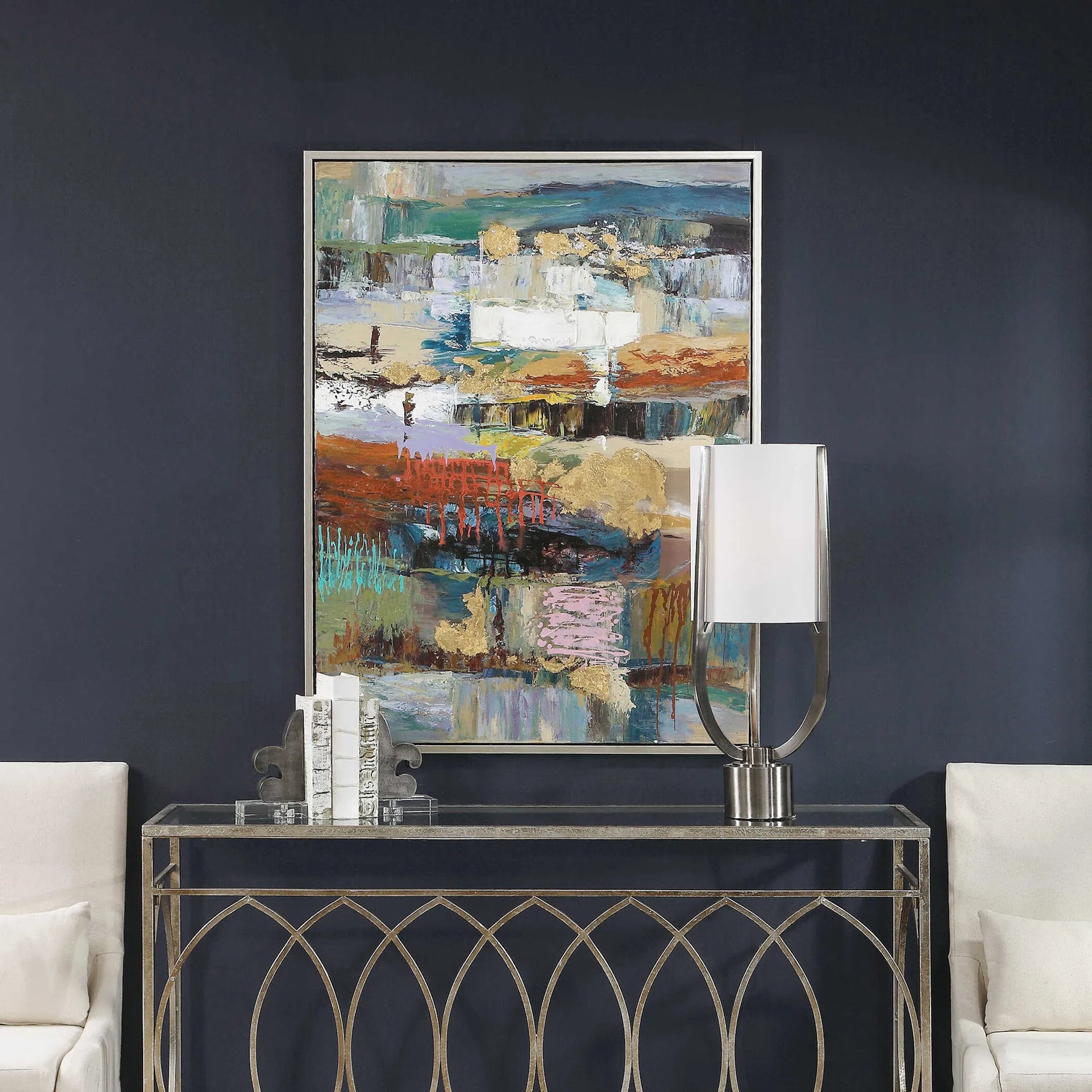 Fiesta Hand Painted Canvas by Uttermost in multi. Made from fir wood, canvas, pu frame in a modern style.