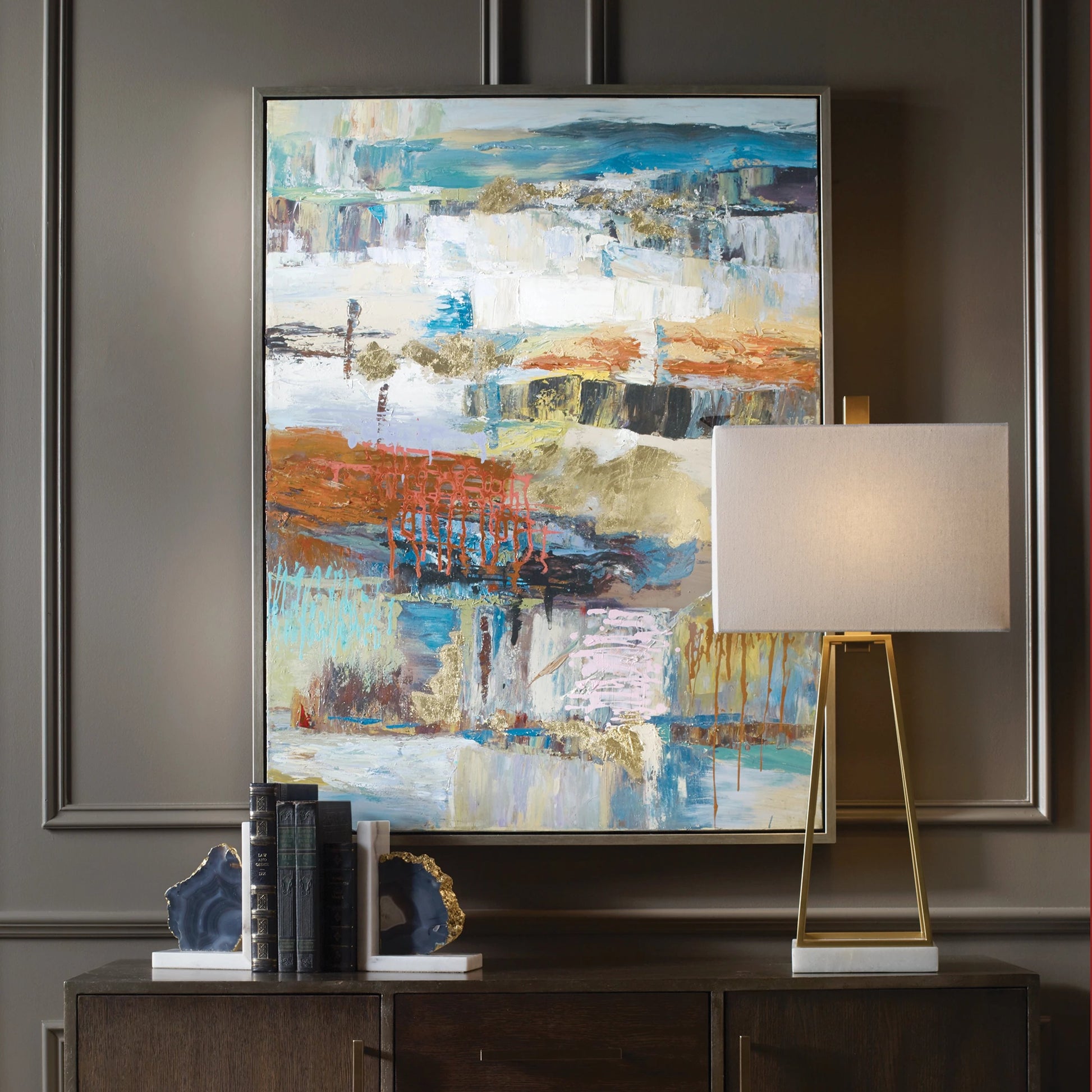 Fiesta Hand Painted Canvas by Uttermost in multi. Made from fir wood, canvas, pu frame in a modern style.