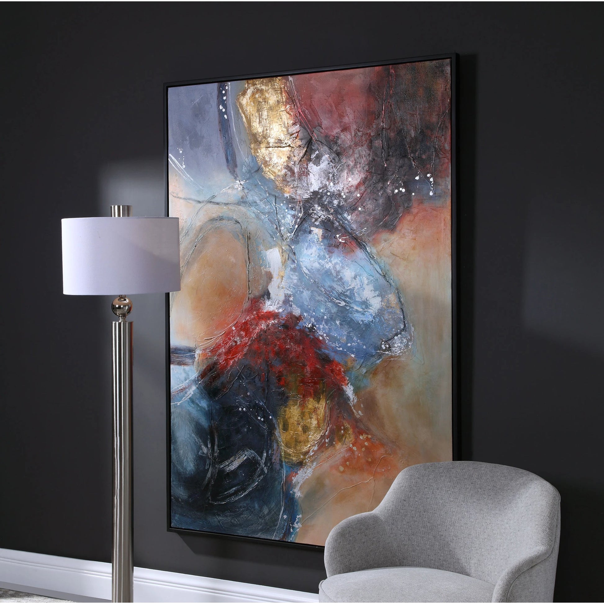 Summer Sunset Abstract Art by Uttermost in multi. Made from canvas, pine wood, acrylic in a modern style.