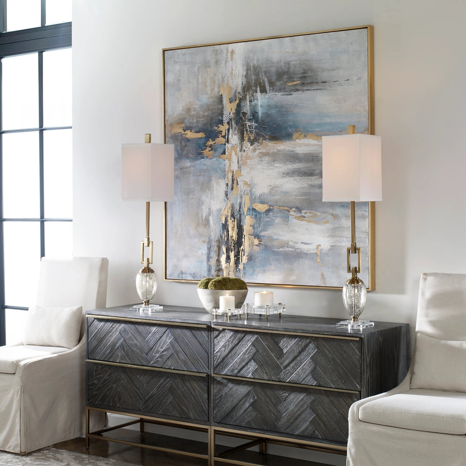 Road Less Traveled Abstract Art by Uttermost in multi. Made from canvas, pine wood, acrylic in a modern style.