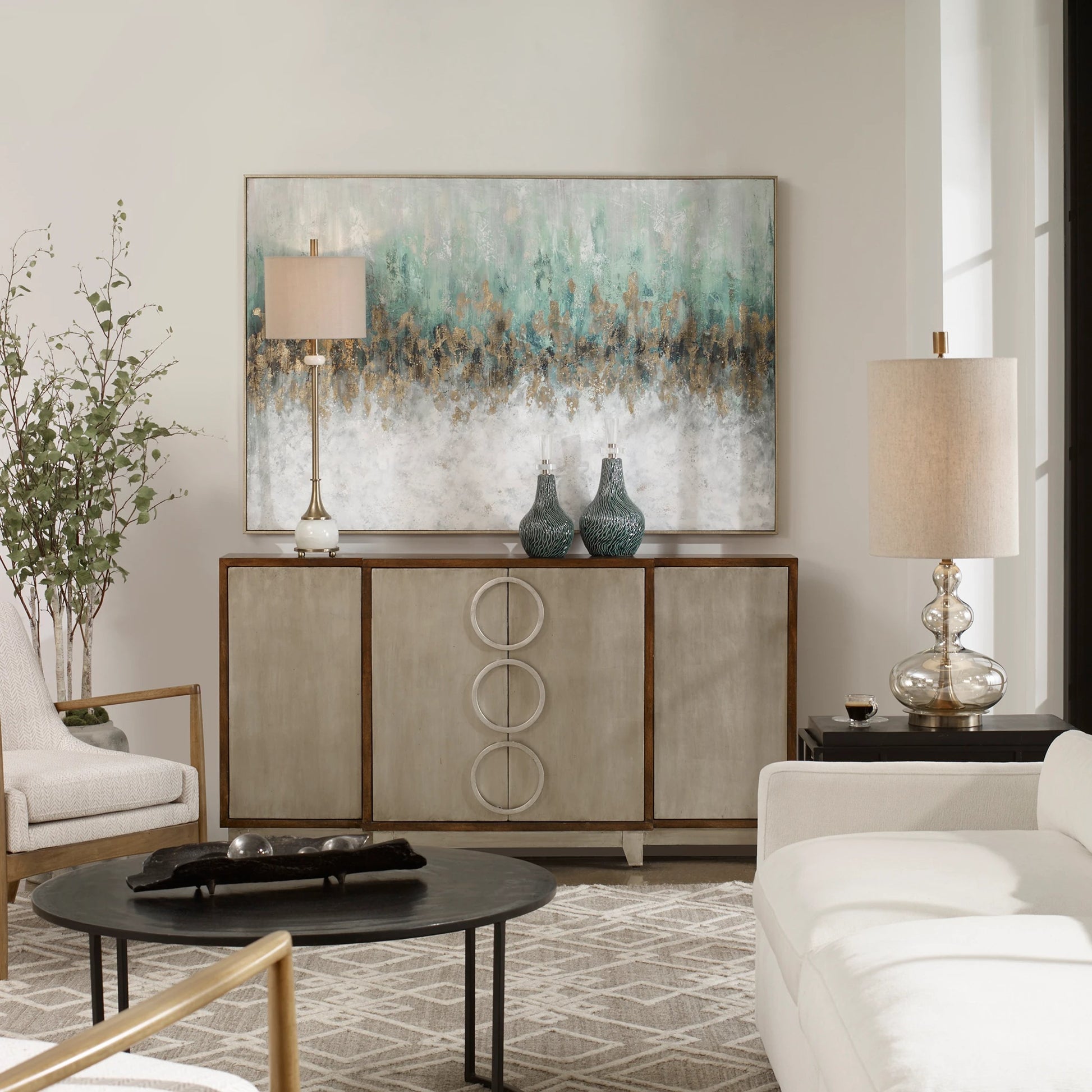 Divide Hand Painted Art by Uttermost in multi. Made from fir wood, canvas, pu frame in a modern style.