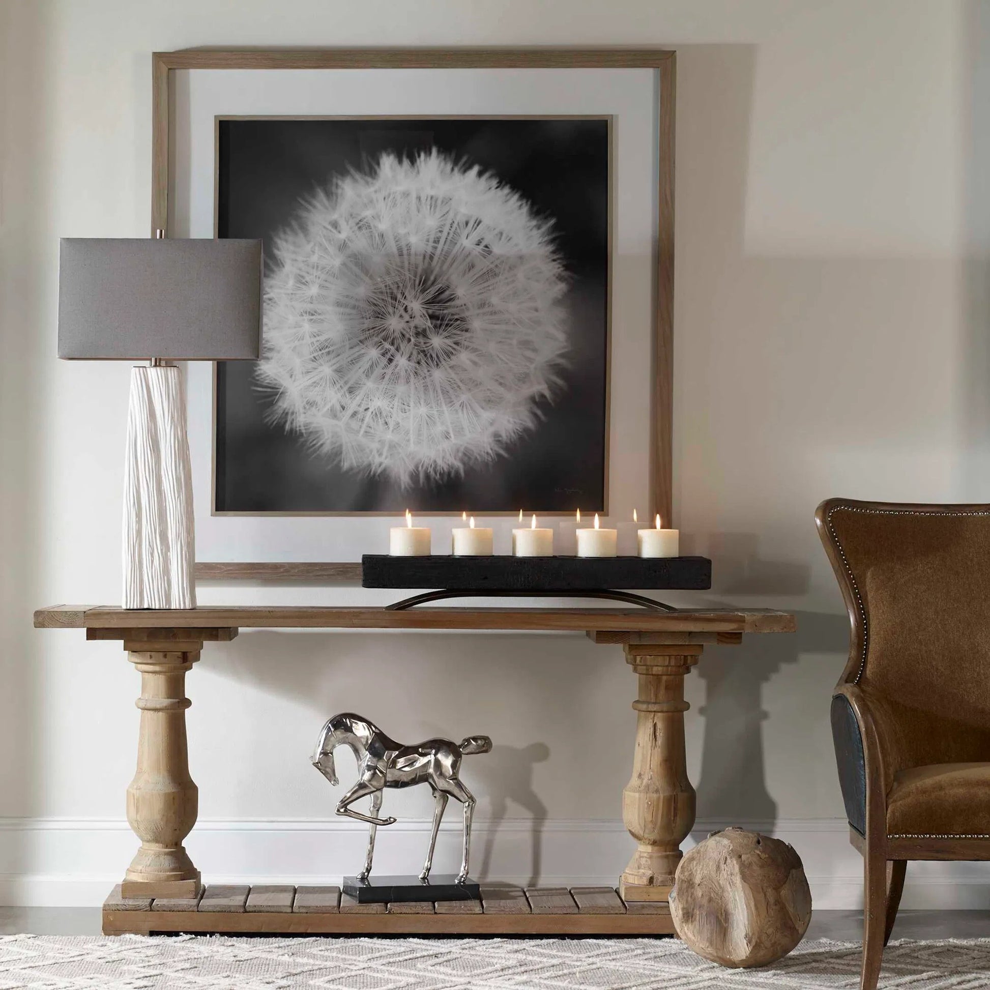Dandelion Seedhead Framed Print by Uttermost in multi. Made from pinewood, veneer, glass, mdf in a modern style.