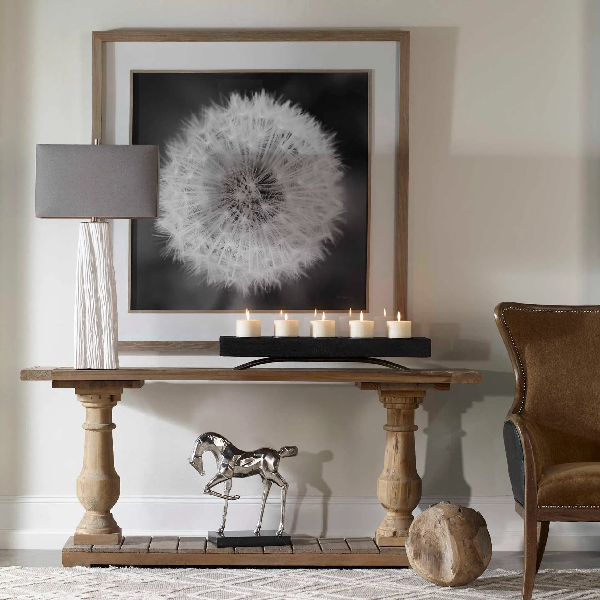 Dandelion Seedhead Framed Print by Uttermost in multi. Made from pinewood, veneer, glass, mdf in a modern style.