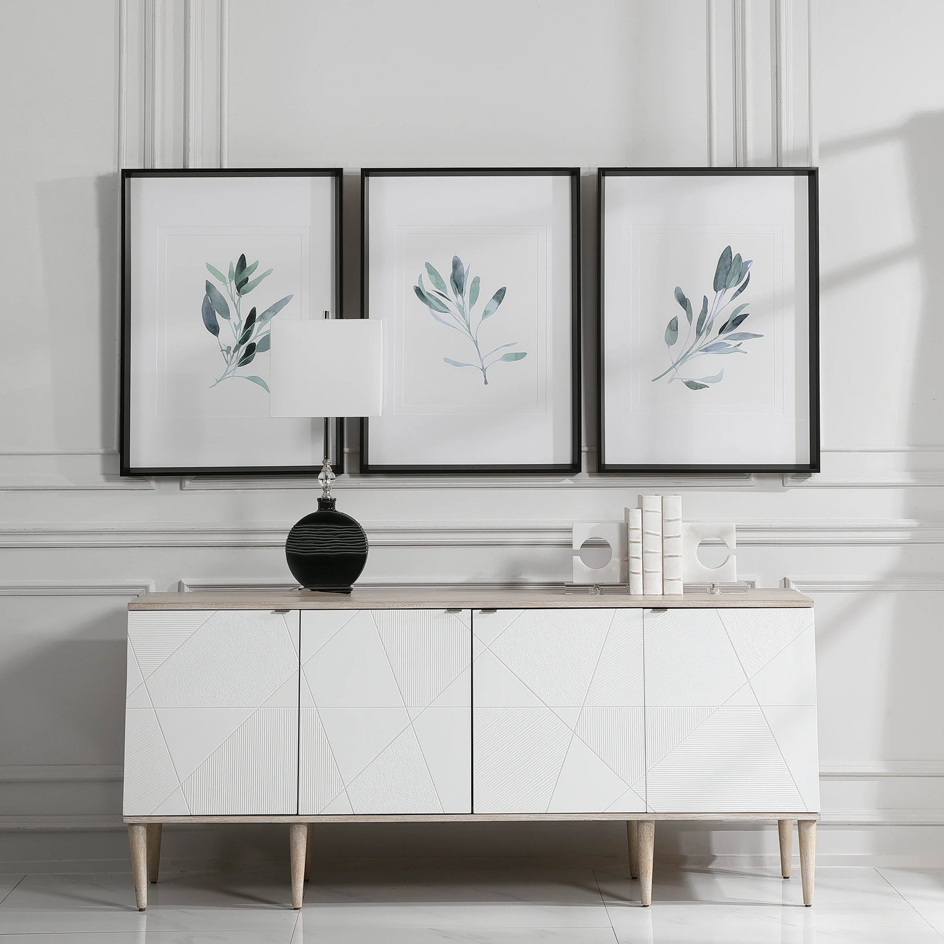 Simple Sage Watercolor Prints by Uttermost in multi. Made from plastic, glass, paper in a transitional style.